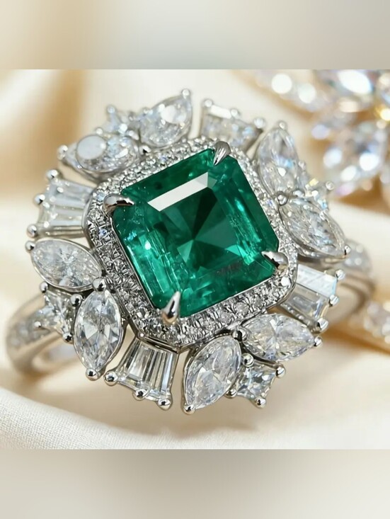 Neiman Marcus Jewelry - Emerald Tourmaline Halo Cocktail Ring